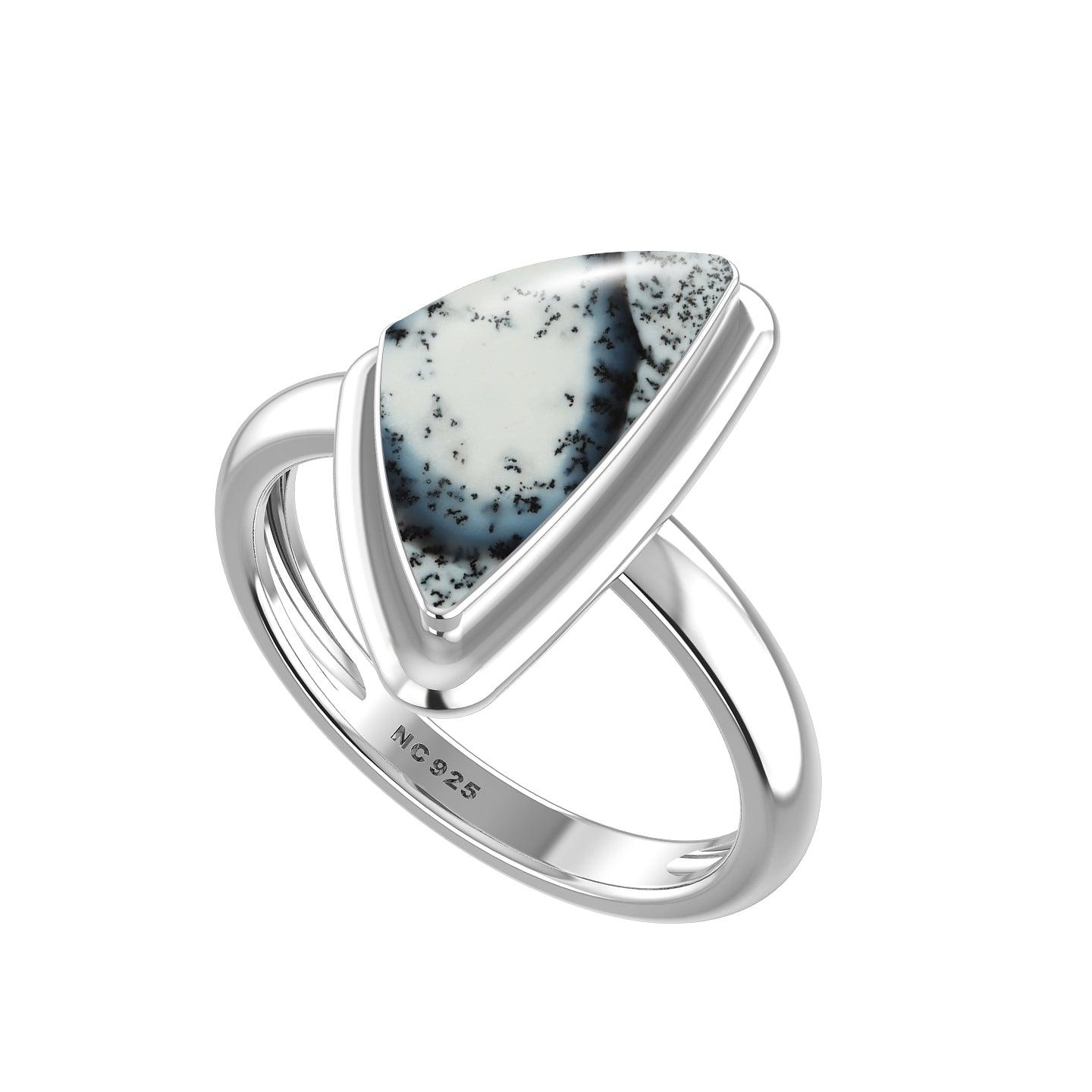 Natural Dendritic Opal Rings for Women in Sterling Silver (Pack of 6, Bezel-Set)