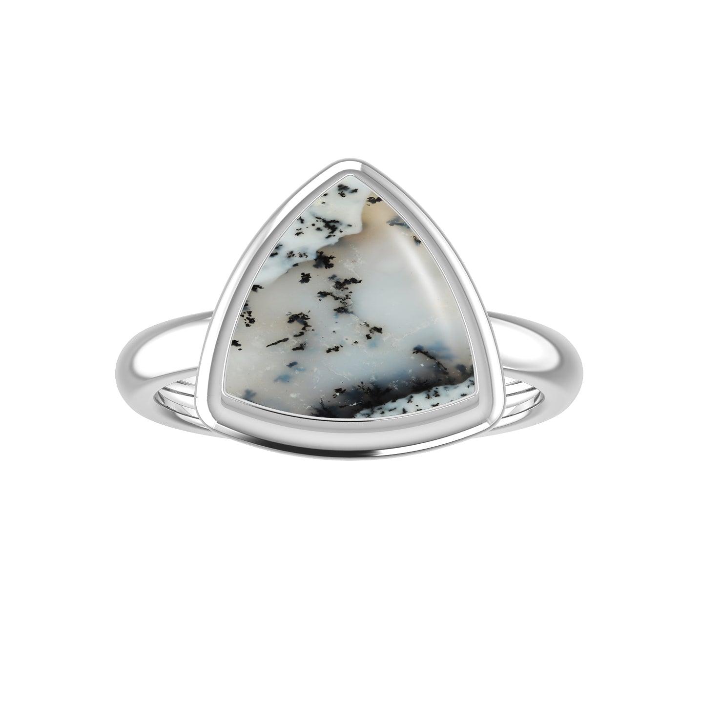 Natural Dendritic Opal Rings for Women in Sterling Silver (Pack of 6, Bezel-Set)