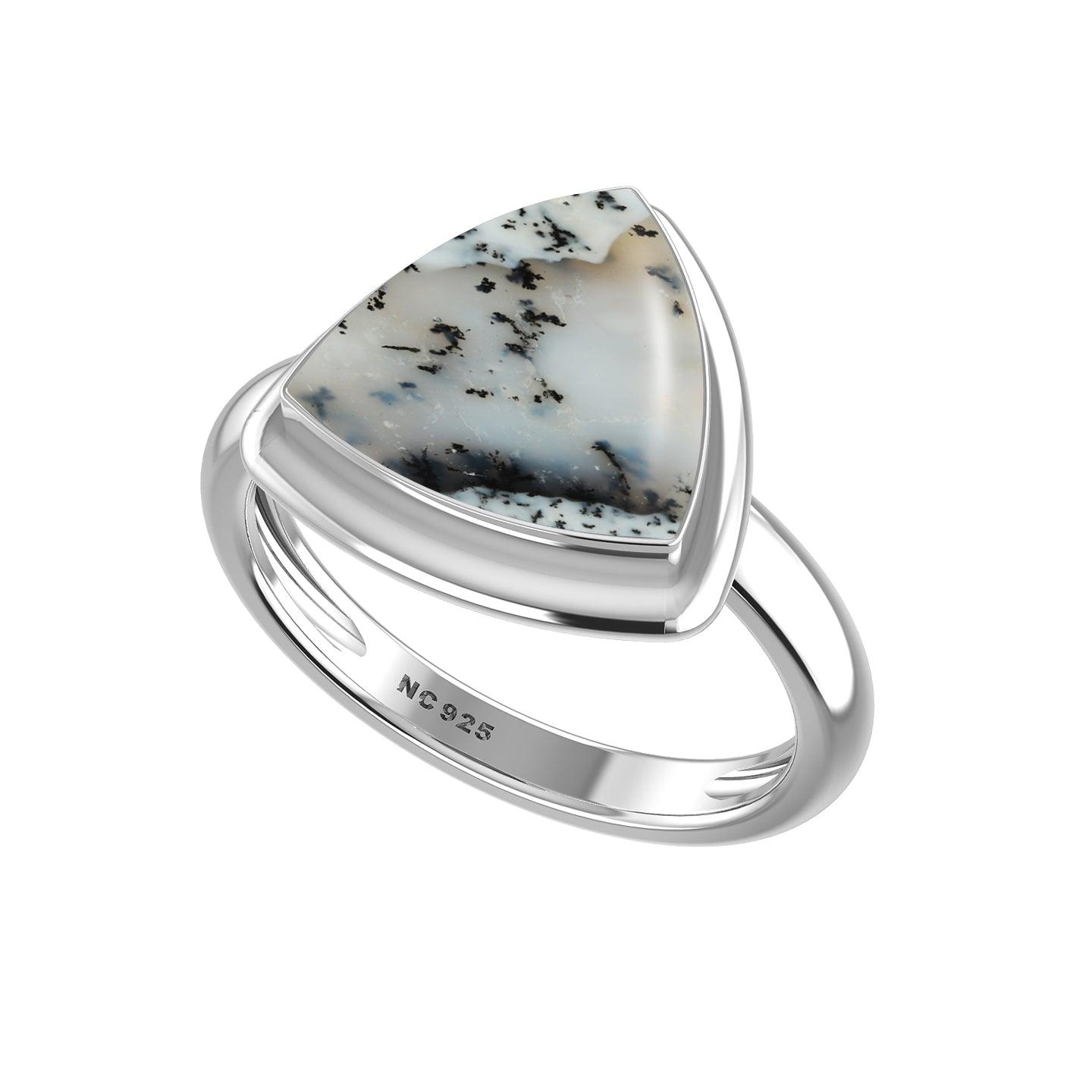 Natural Dendritic Opal Rings for Women in Sterling Silver (Pack of 6, Bezel-Set)