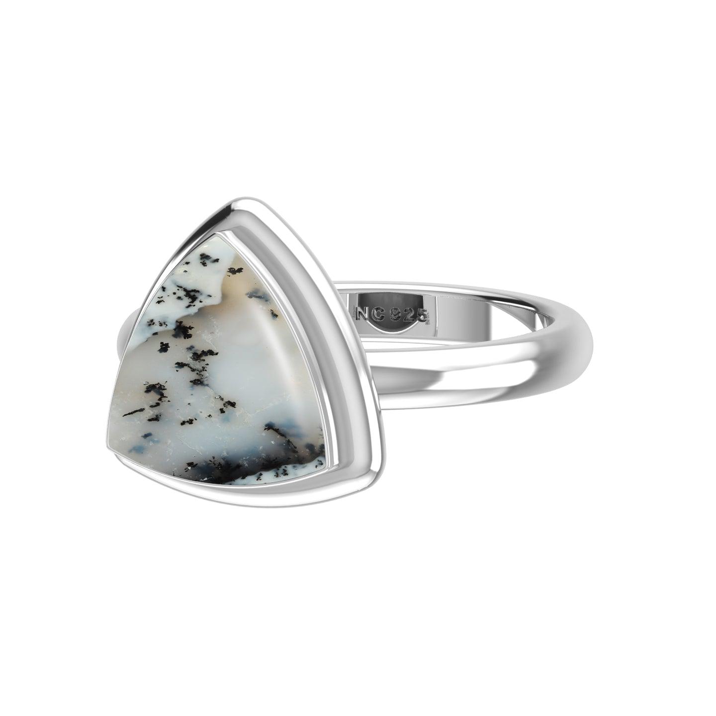 Natural Dendritic Opal Rings for Women in Sterling Silver (Pack of 6, Bezel-Set)