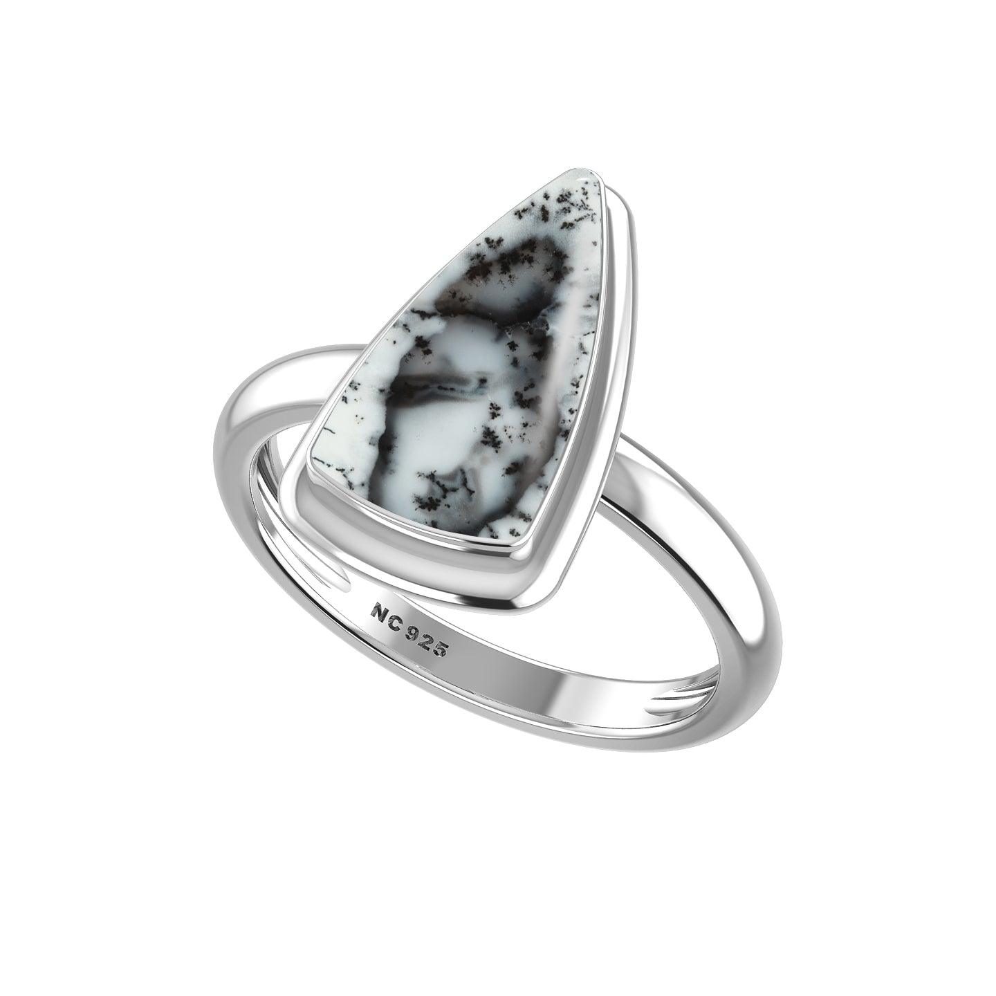 Natural Dendrite Opal Ring 925 Sterling Silver Bezel Set Handmade Jewelry Pack of 6 - (Box 4) - Natural Creations | Dainty | Hand Crafted | Sterling Silver Jewelry