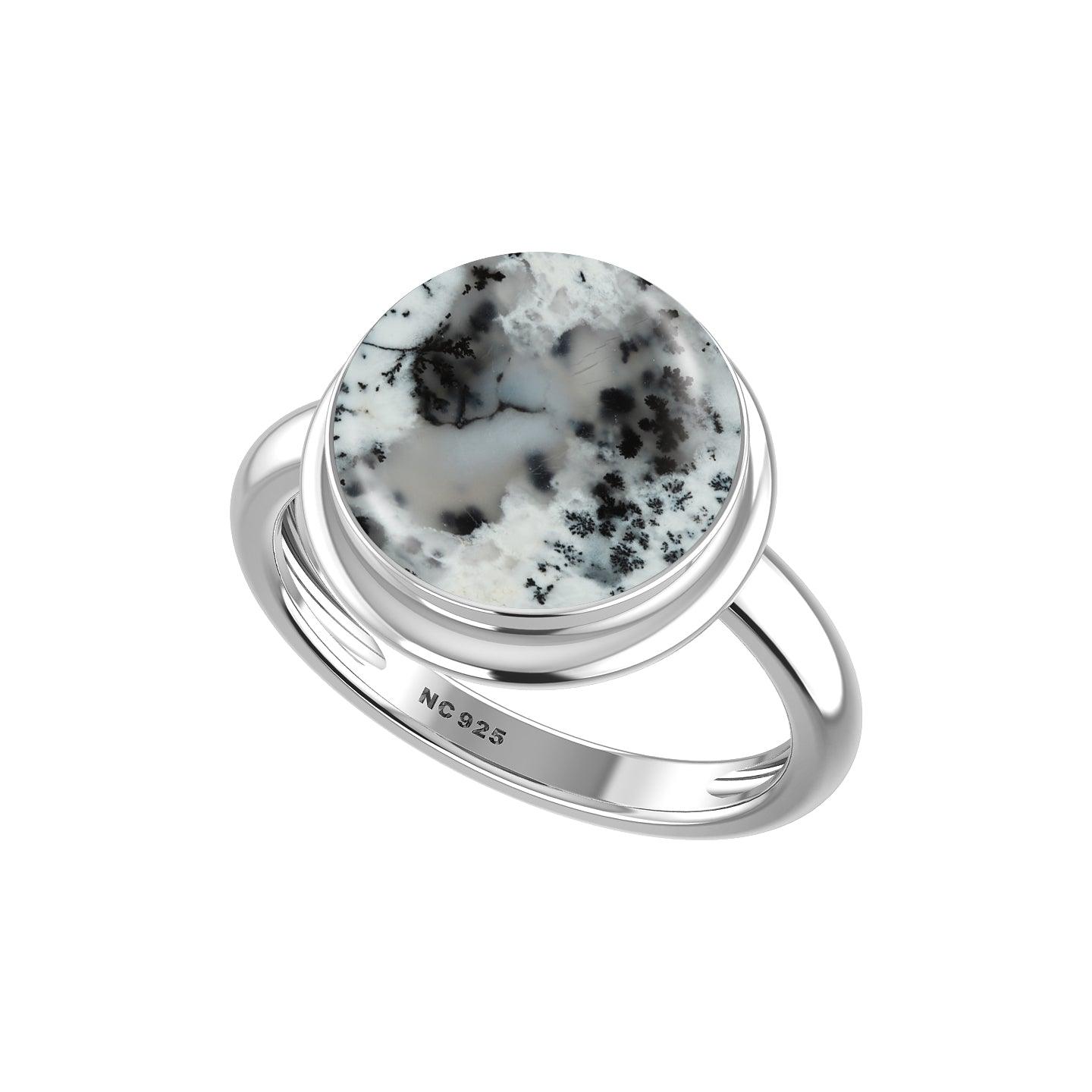 Natural Dendrite Opal Ring 925 Sterling Silver Bezel Set Handmade Jewelry Pack of 6 - (Box 4) - Natural Creations | Dainty | Hand Crafted | Sterling Silver Jewelry