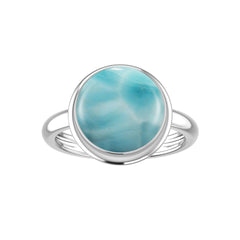 Natural Larimar Ring 925 Sterling Silver Bezel Set Handmade Jewelry Pack of 6 - (Box 4)