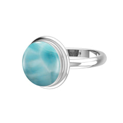 Natural Larimar Ring 925 Sterling Silver Bezel Set Handmade Jewelry Pack of 6 - (Box 4)