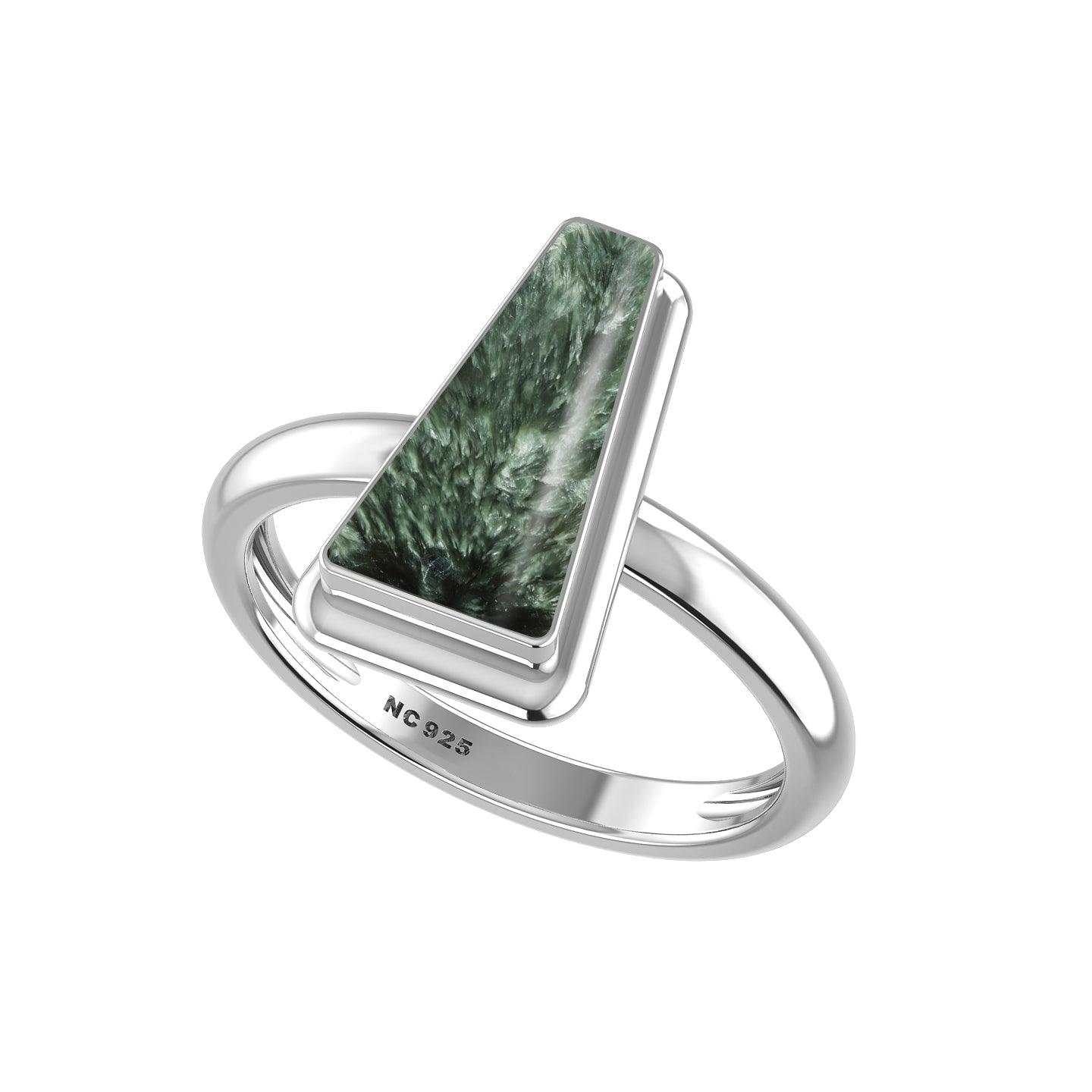 Natural Seraphinite Ring 925 Sterling Silver Bezel Set Handmade Jewelry Pack of 6 - (Box 4)