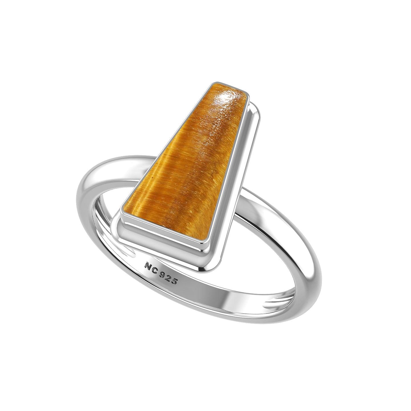 Natural Tiger Eye Ring 925 Sterling Silver Bezel Set Handmade Jewelry Pack of 6 - (Box 4)