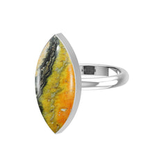 Natural Bumble Bee Ring 925 Sterling Silver Bezel Set Handmade Jewelry Pack of 6 - (Box 7)