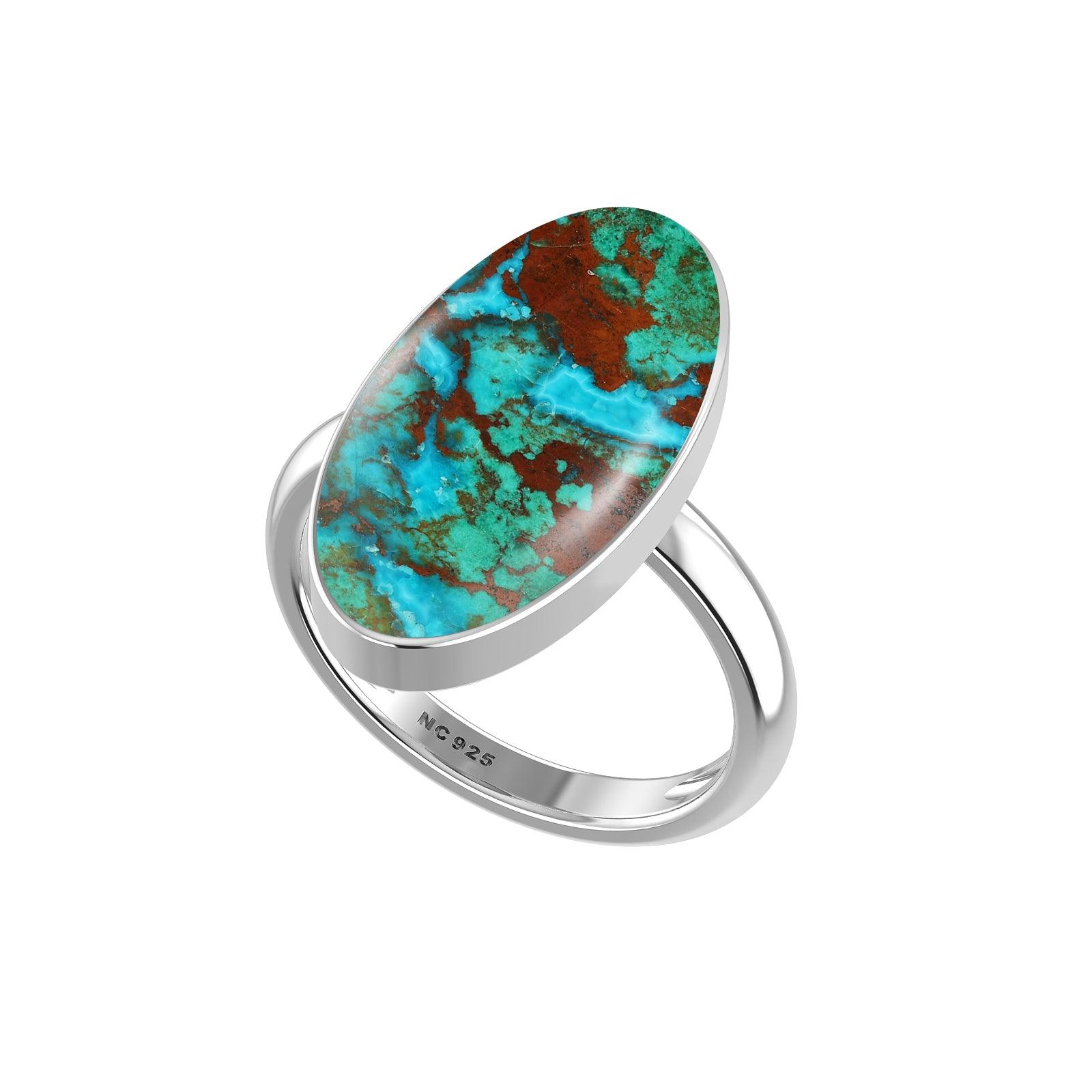 Natural Chrysocolla Ring 925 Sterling Silver Bezel Set Handmade Jewelry Pack of 6 - (Box 7)