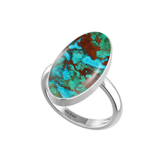 Natural Chrysocolla Rings for Women in Sterling Silver (Pack of 6, Bezel-Set)