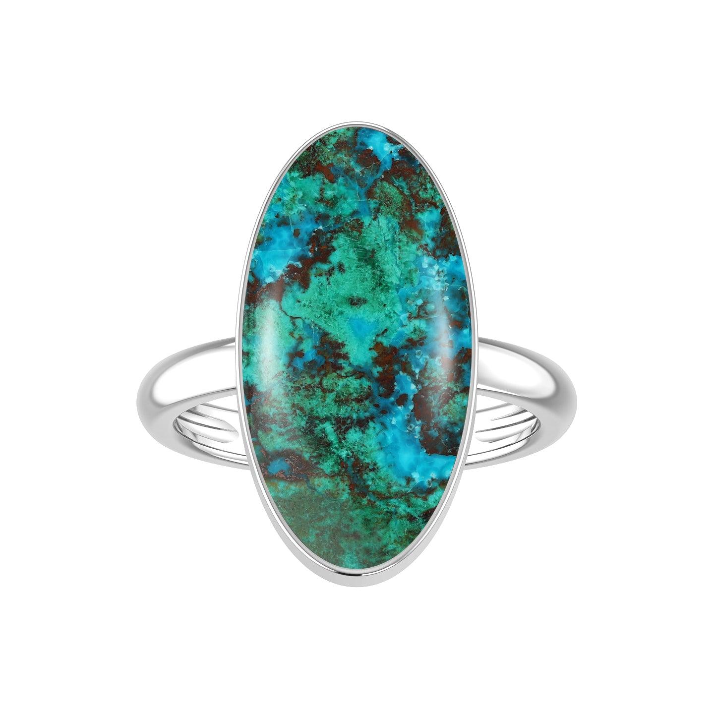 Natural Chrysocolla Ring 925 Sterling Silver Bezel Set Handmade Jewelry Pack of 6 - (Box 7)