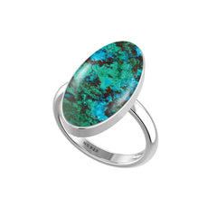 Natural Chrysocolla Ring 925 Sterling Silver Bezel Set Handmade Jewelry Pack of 6 - (Box 7)