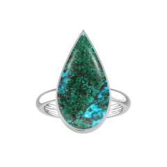 Natural Chrysocolla Ring 925 Sterling Silver Bezel Set Handmade Jewelry Pack of 6 - (Box 7)