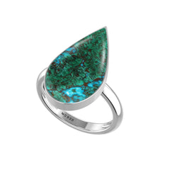 Natural Chrysocolla Ring 925 Sterling Silver Bezel Set Handmade Jewelry Pack of 6 - (Box 7)