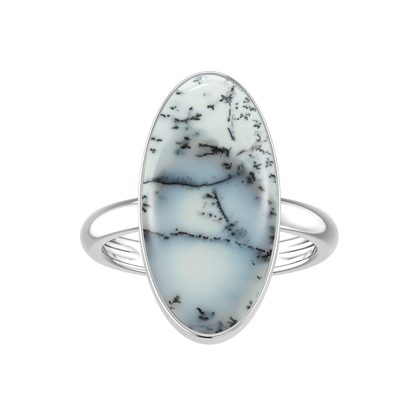 Natural Dendritic Opal Rings for Women in Sterling Silver (Pack of 6, Bezel-Set)