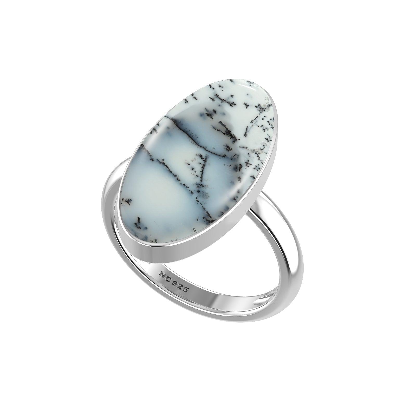 Natural Dendrite Opal Ring 925 Sterling Silver Bezel Set Handmade Jewelry Pack of 6 - (Box 7)