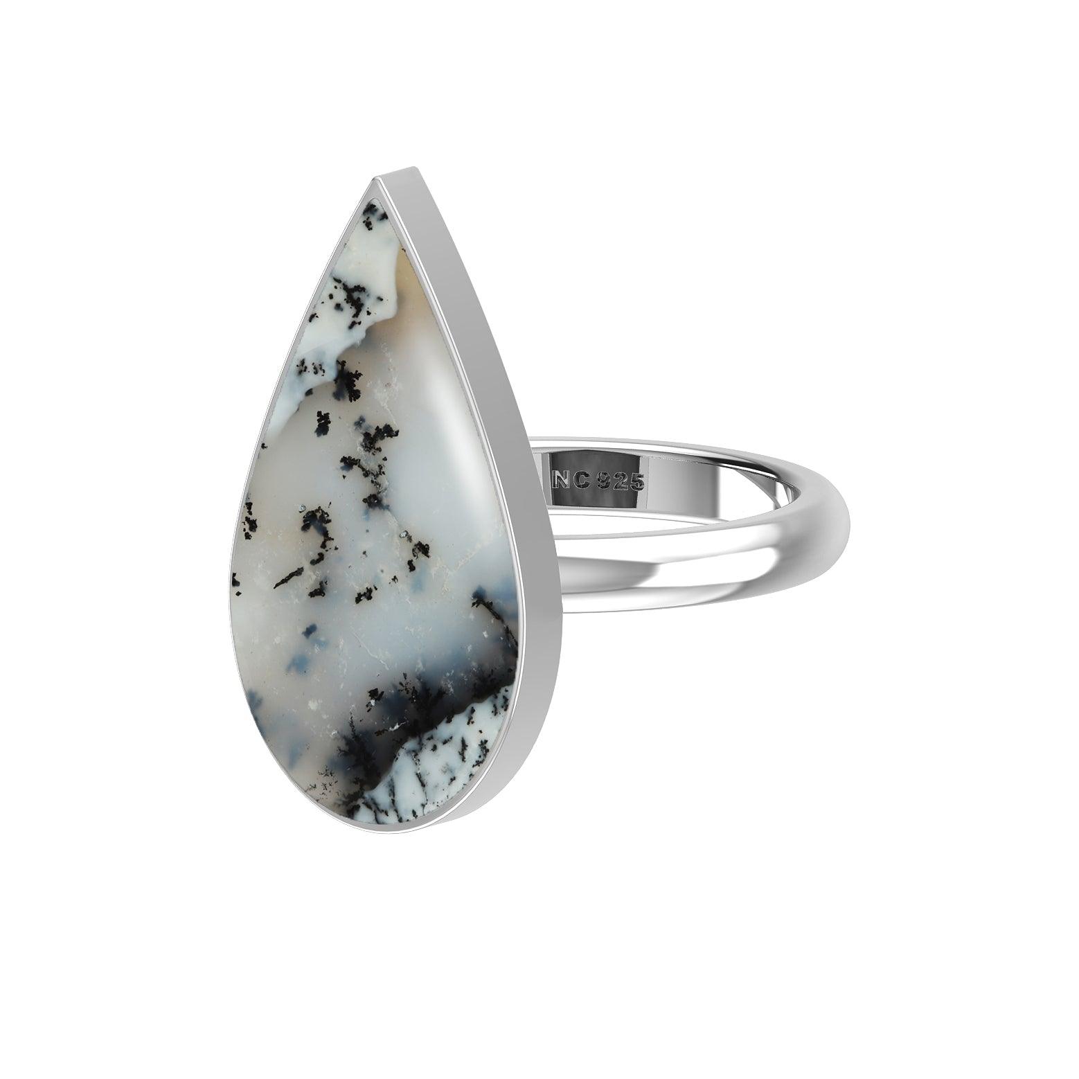 Natural Dendrite Opal Ring 925 Sterling Silver Bezel Set Handmade Jewelry Pack of 6 - (Box 7)
