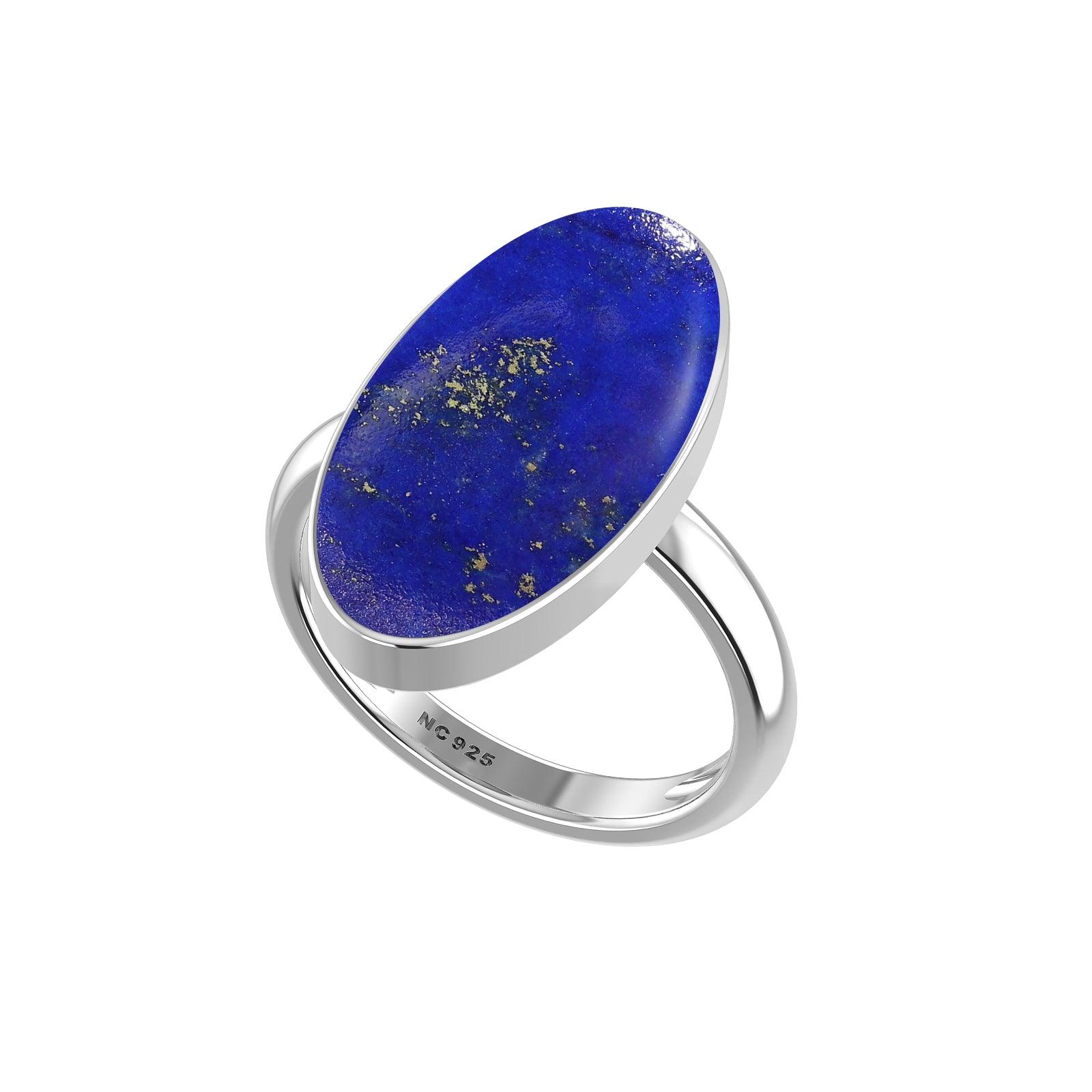 Natural Lapis Lazuli Ring 925 Sterling Silver Bezel Set Handmade Jewelry Pack of 6 - (Box 7)