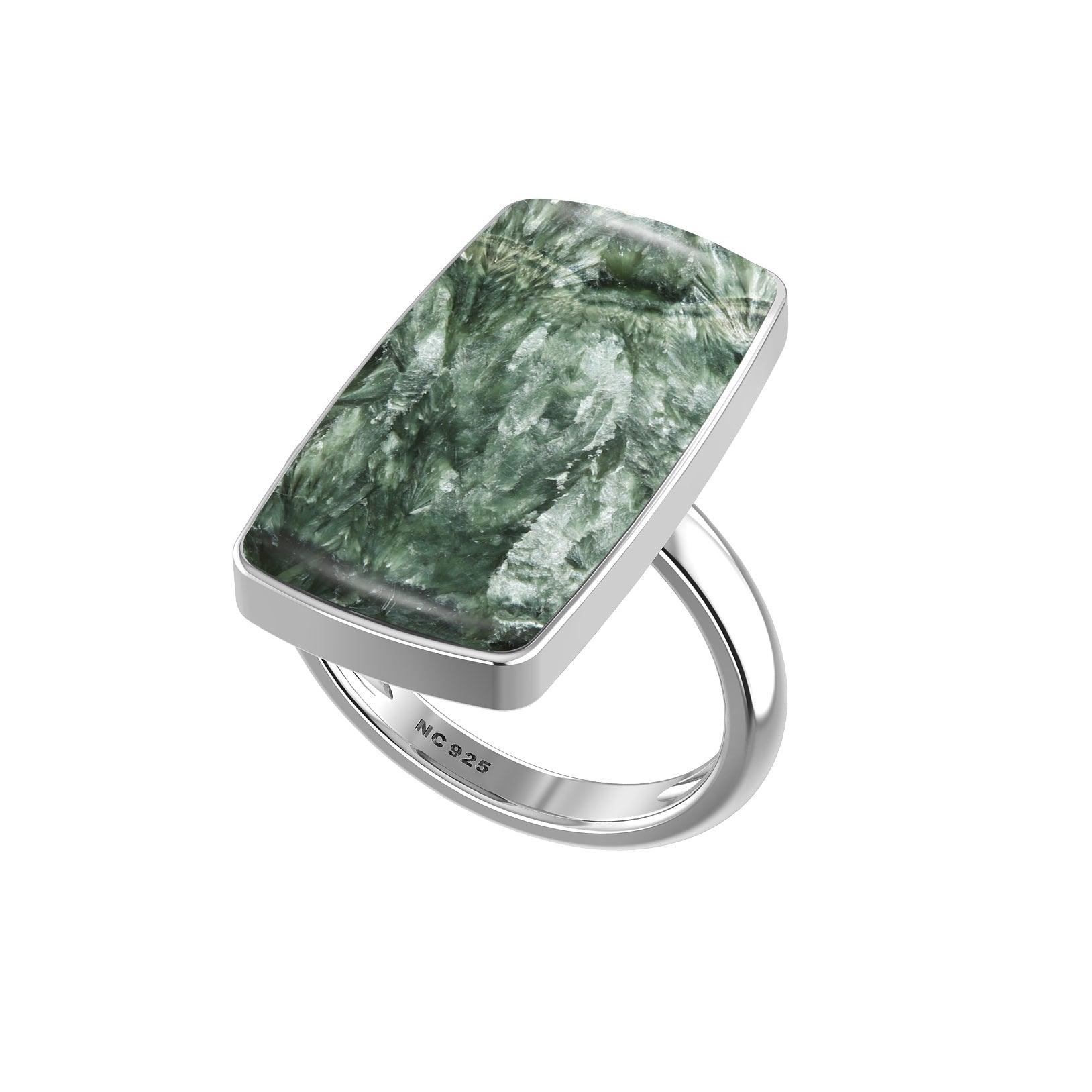 Natural Seraphinite Ring 925 Sterling Silver Bezel Set Handmade Jewelry Pack of 6 - (Box 7) - Natural Creations | Dainty | Hand Crafted | Sterling Silver Jewelry