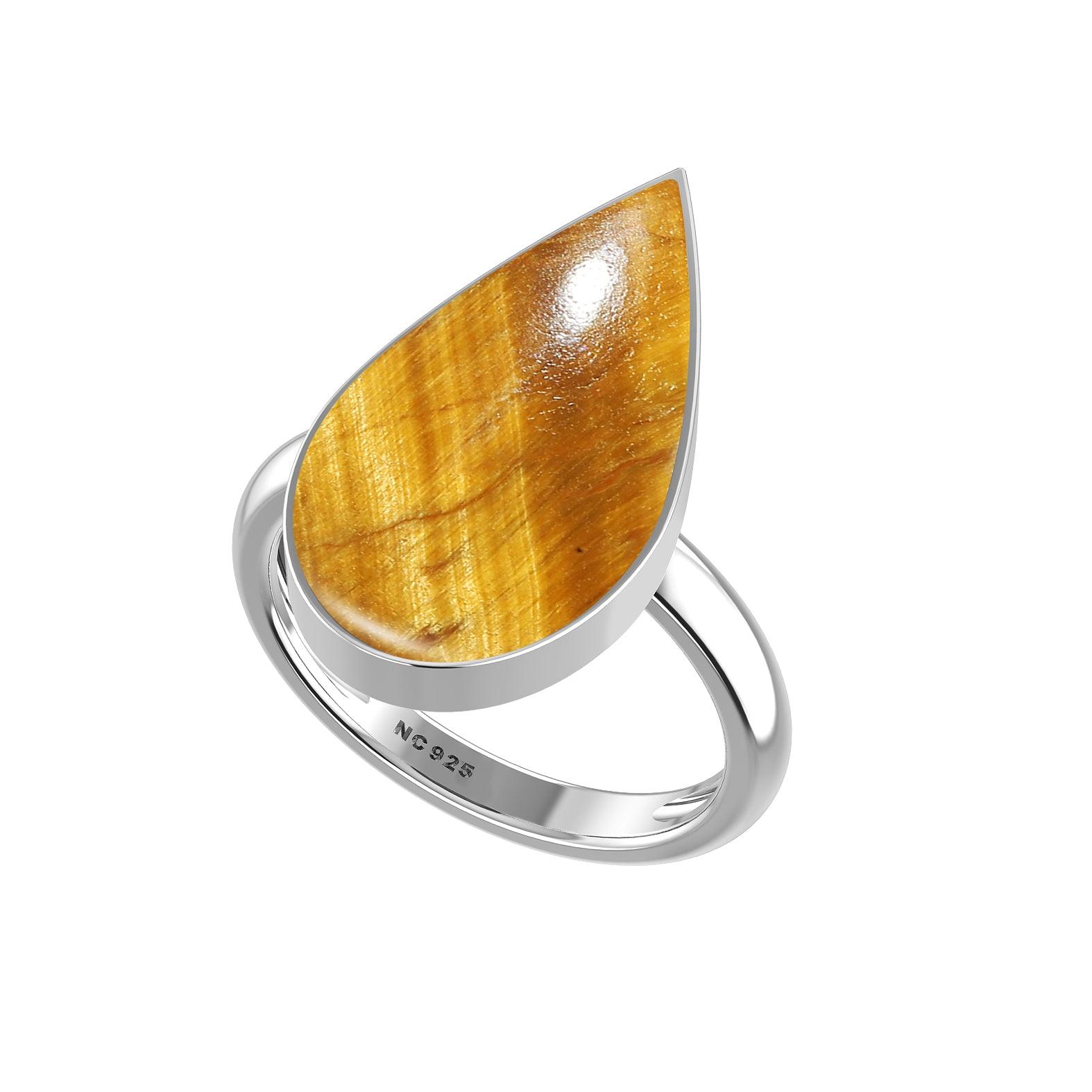 Natural Tiger Eye Ring 925 Sterling Silver Bezel Set Handmade Jewelry Pack of 6 - (Box 7)