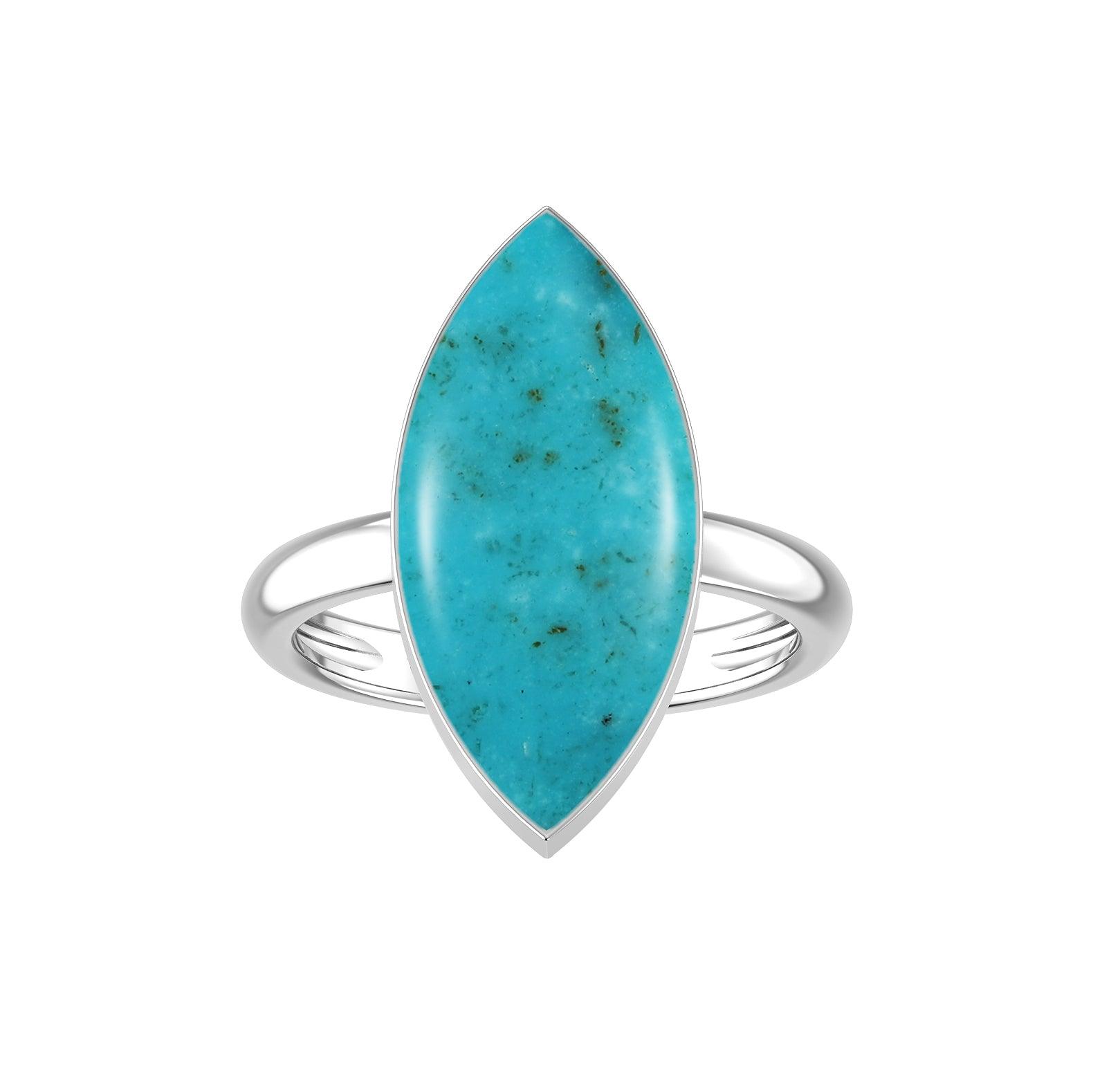 Natural Turquoise Rings for Women in Sterling Silver (Pack of 6, Bezel-Set)