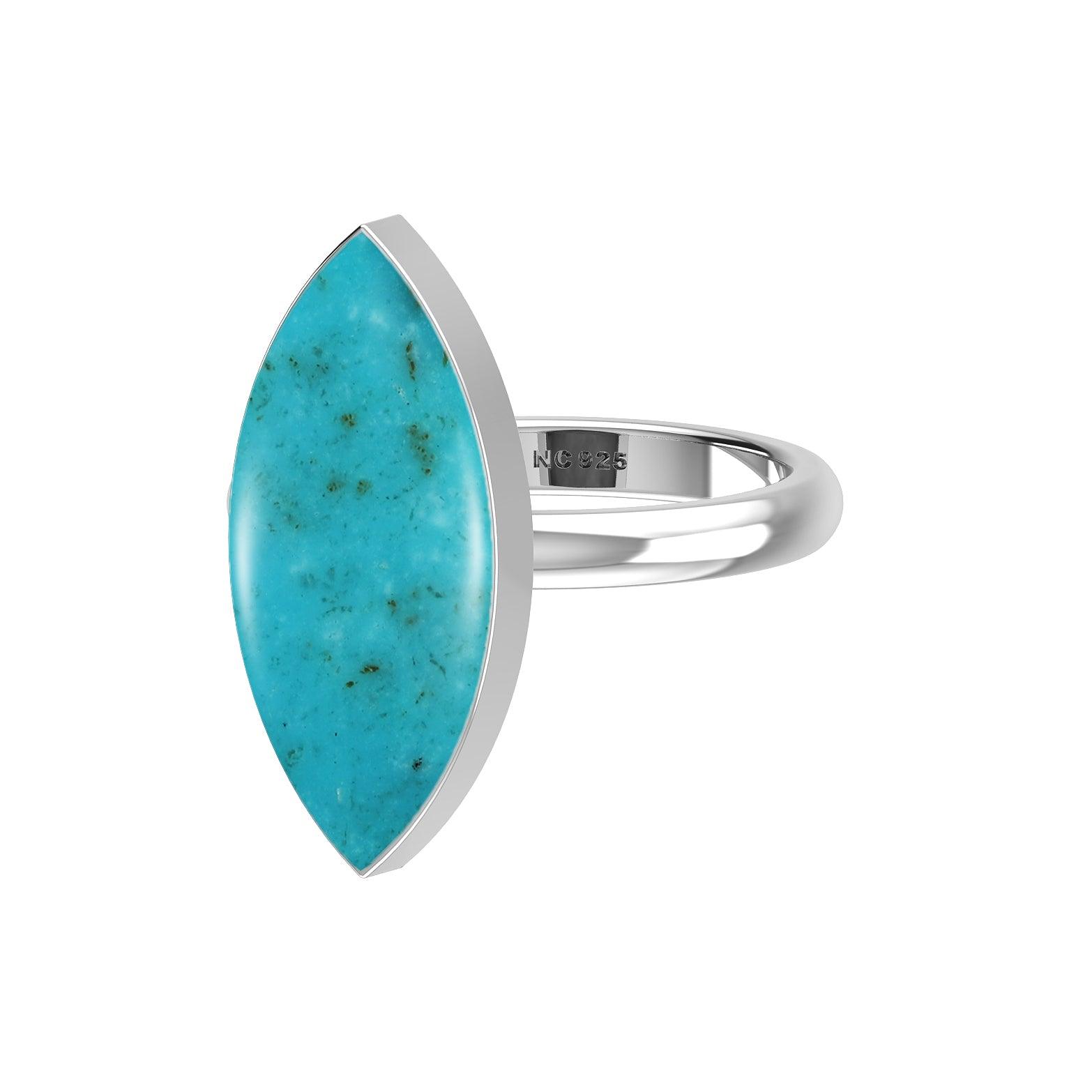 Natural Turquoise Rings for Women in Sterling Silver (Pack of 6, Bezel-Set)