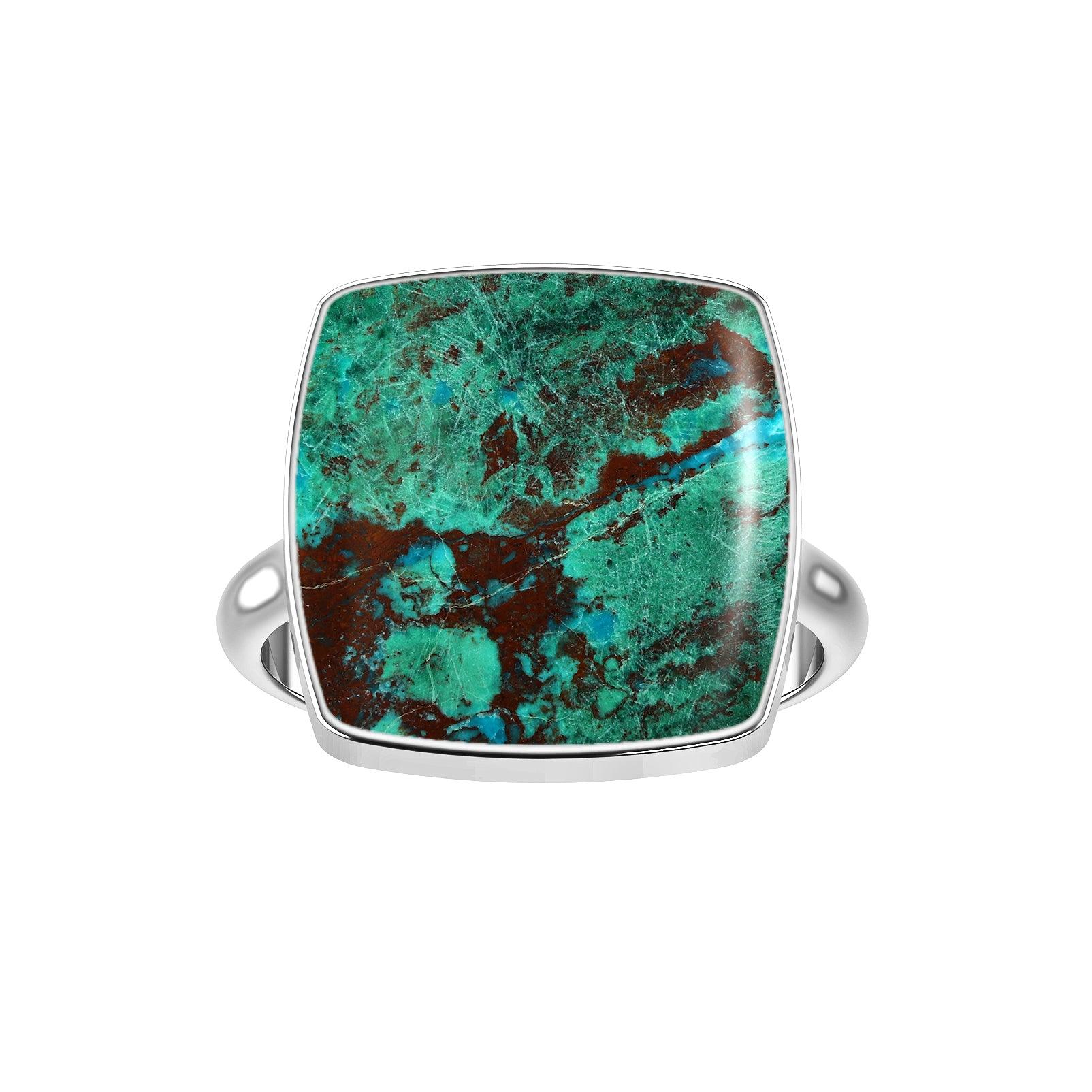Natural Chrysocolla Ring 925 Sterling Silver Bezel Set Handmade jewelry Pack of 6 (Box 8)