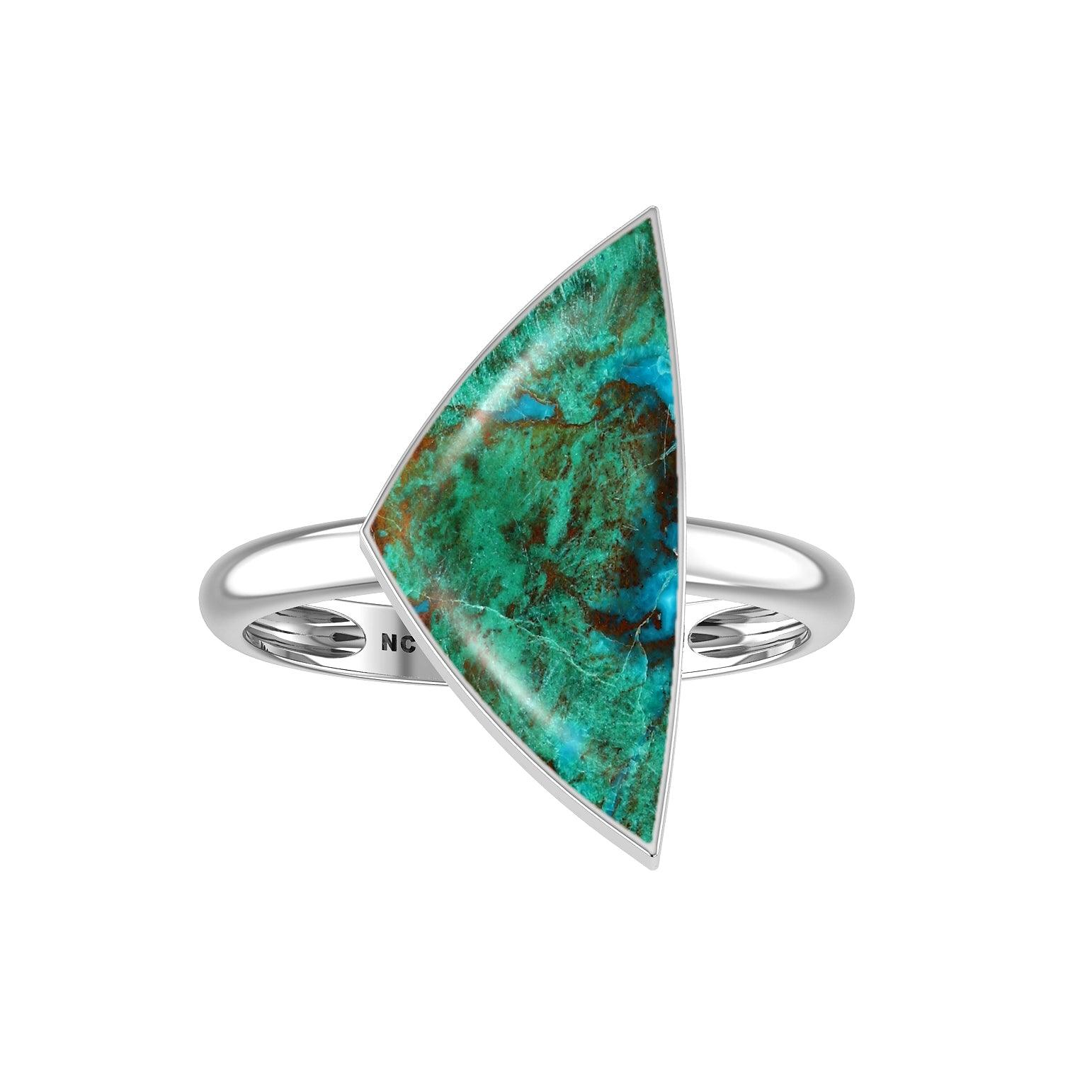 Natural Chrysocolla Ring 925 Sterling Silver Bezel Set Handmade Jewelry Pack of 6 (Box 8)