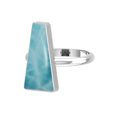 Natural Larimar Ring 925 Sterling Silver Bezel Set Handmade Jewelry Pack of 6 (Box 8)