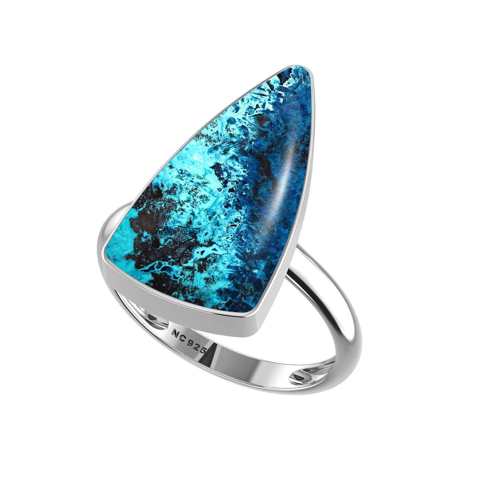 Natural Shattuckite Ring 925 Sterling Silver Bezel Set Jewelry Pack of 6 (Box 8)