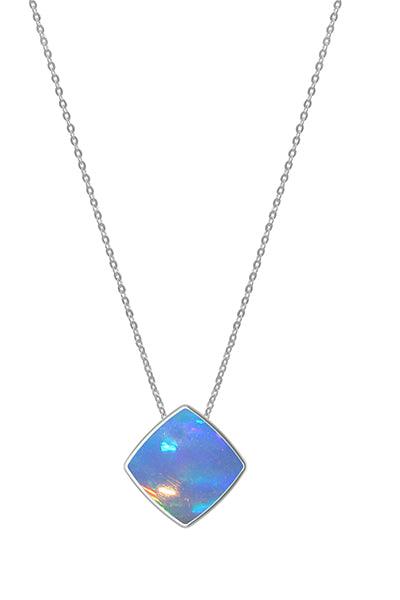 925 Sterling Silver Natural Ethiopian Opal Slider Necklace 18'in Chain Bezel Set Jewelry pack of 3
