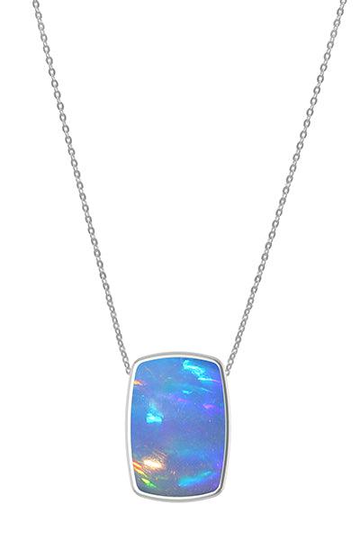 925 Sterling Silver Natural Ethiopian Opal Slider Necklace 18'in Chain Bezel Set Jewelry pack of 3