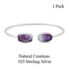 925 Sterling Silver Natural Chevron Amethyst Cuff Bangle Bezel Set Jewelry Pack of 1