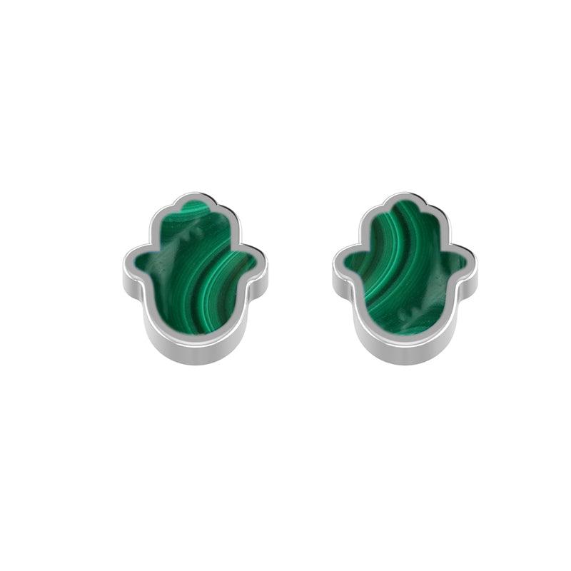 925 Sterling Silver Natural Malachite Stud Earring Bezel Set Jewelry Pack Of 3