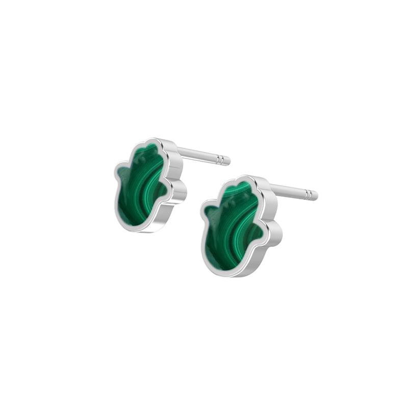 925 Sterling Silver Natural Malachite Stud Earring Bezel Set Jewelry Pack Of 3