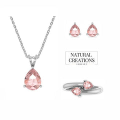 925 Sterling Silver Natural Faceted Morganite Gift Set Prong Set Jewelry Pack of 1