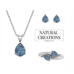 Gift For Her | Australian Opal Jewelry Set Necklace Ring Studs | Australian Opal Ring Earring Chain Necklace | Cab Australian Opal Silver Jewelry ( Assorted Shape )