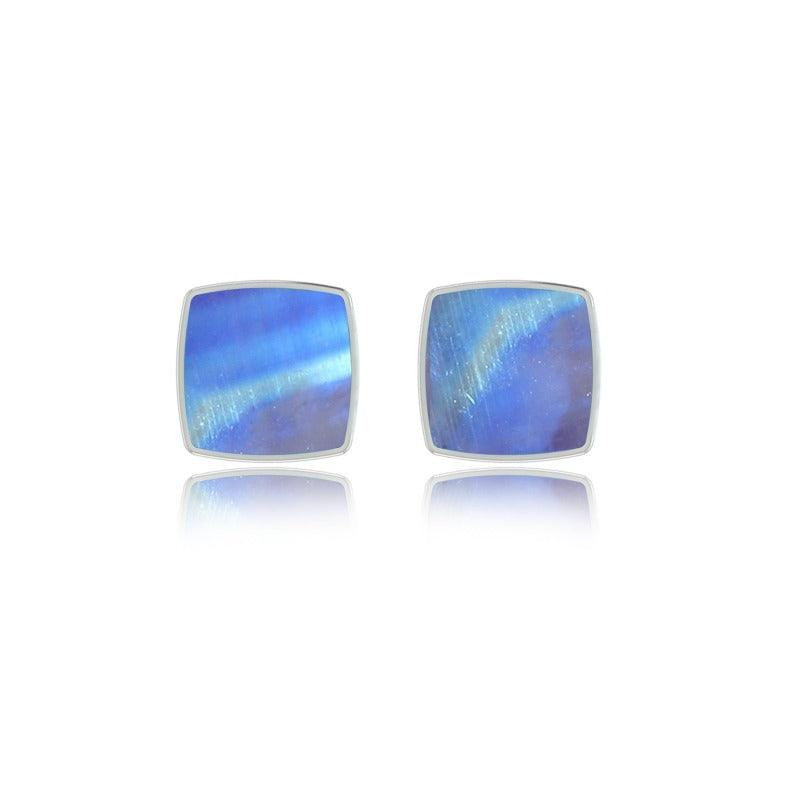 925 Sterling Silver Natural Purple Moonstone Studs Earring Bezel Set Jewelry Pack Of 3
