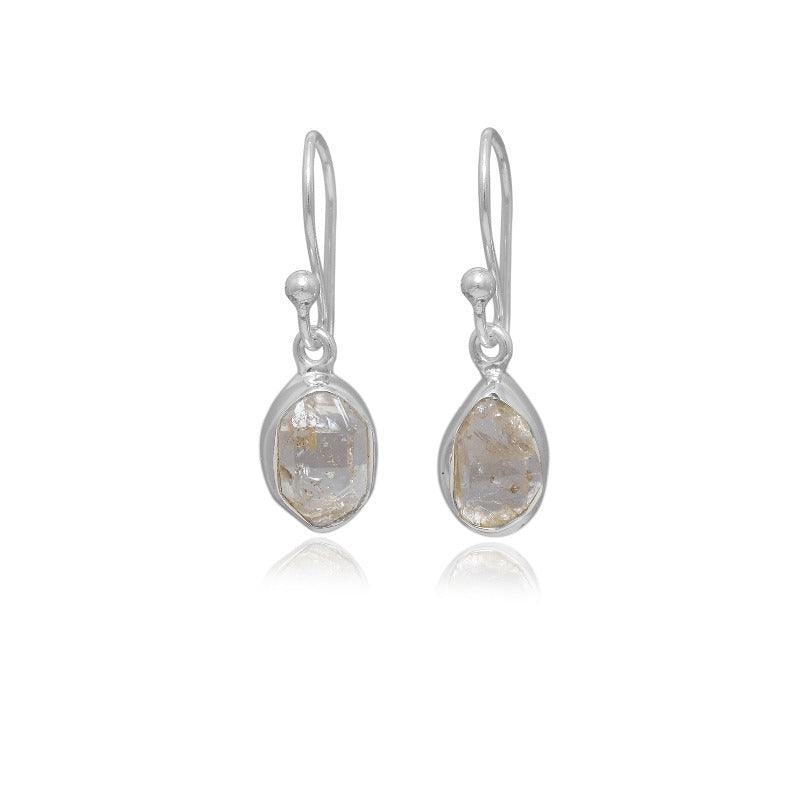 925 sterling Silver Natural Rough Herkimer Dangle Earring Bezel Set Handmade Jewelry Pack Of 1