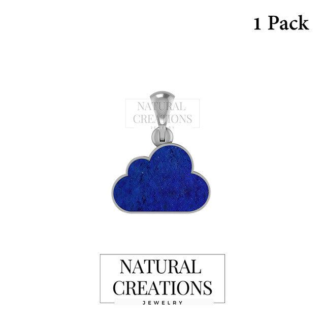 925 Sterling Silver Natural Lapis Lazuli Cloud Pendant Bezel Setting Jewelry Pack of 1