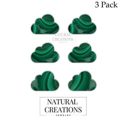 925 Sterling Silver Natural Malachite Cloud Stud Earring Bezel Set Jewelry Pack Of 3
