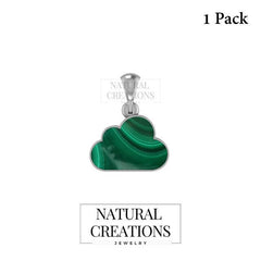 Natural Malachite Pendants With 18" Inches Chain for Women in Sterling Silver (Pack of 1, Bezel-Set)