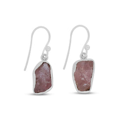 Rough Morganite Dangle Earring 925 Sterling Silver