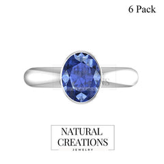 925 Sterling Silver Natural Cut Tanzanite Ring Bezel Set Handmade Jewelry Pack of 4 - (Box 16)