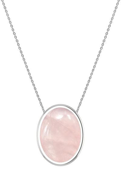 925 Sterling Silver Natural Rose Quartz Slider Necklace 18'in Chain Bezel Set Jewelry pack of 3