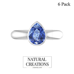 Natural Tanzanite Cut Ring 925 Sterling Silver Bezel Set Jewelry Pack of 6